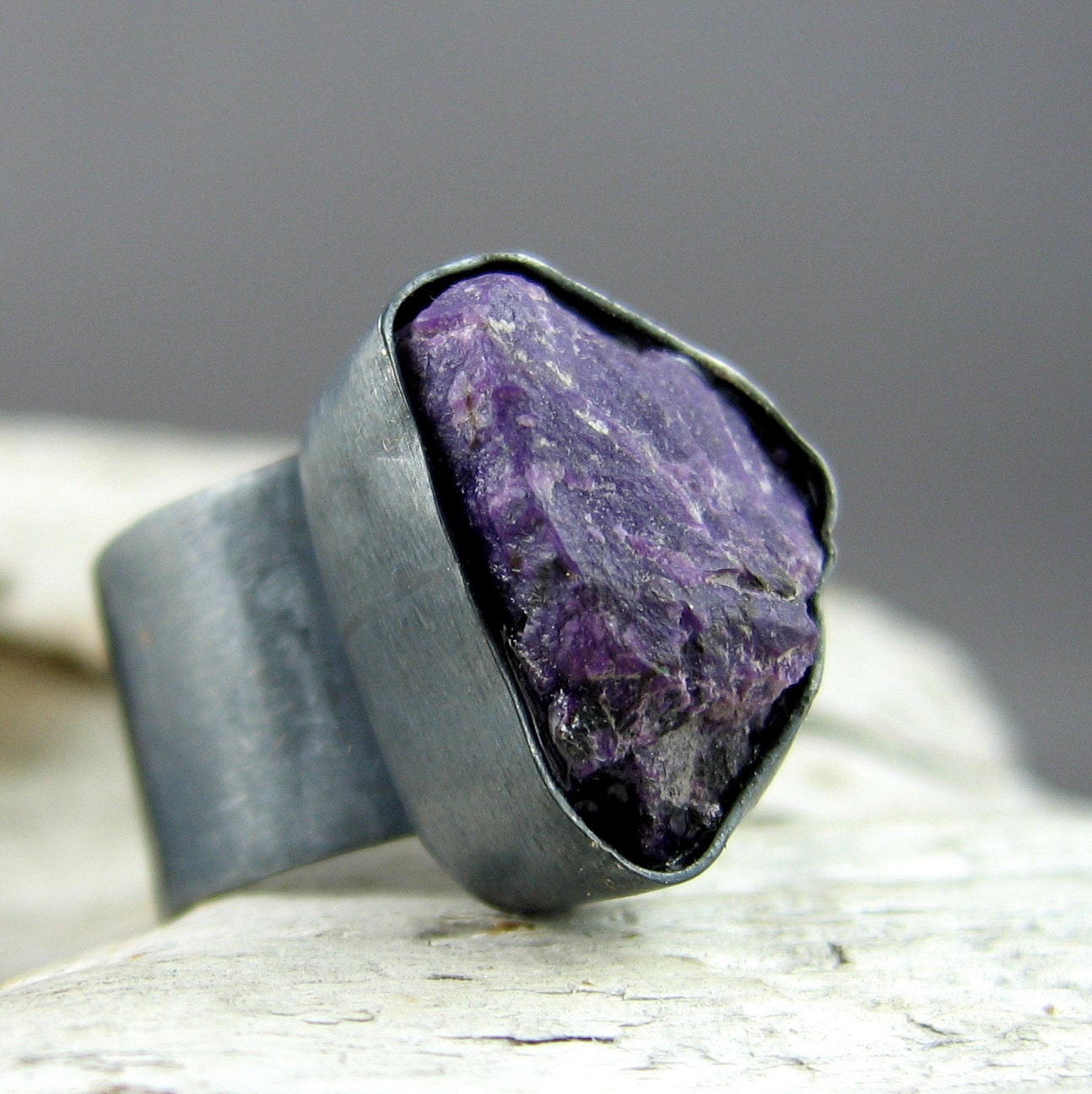 Sugilite Oxidized Silver Ring