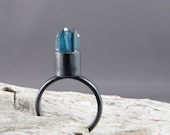 Aqua Aura Quartz Points Ring