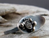 Raw Diamond Oxidized Sterling Silver Ring