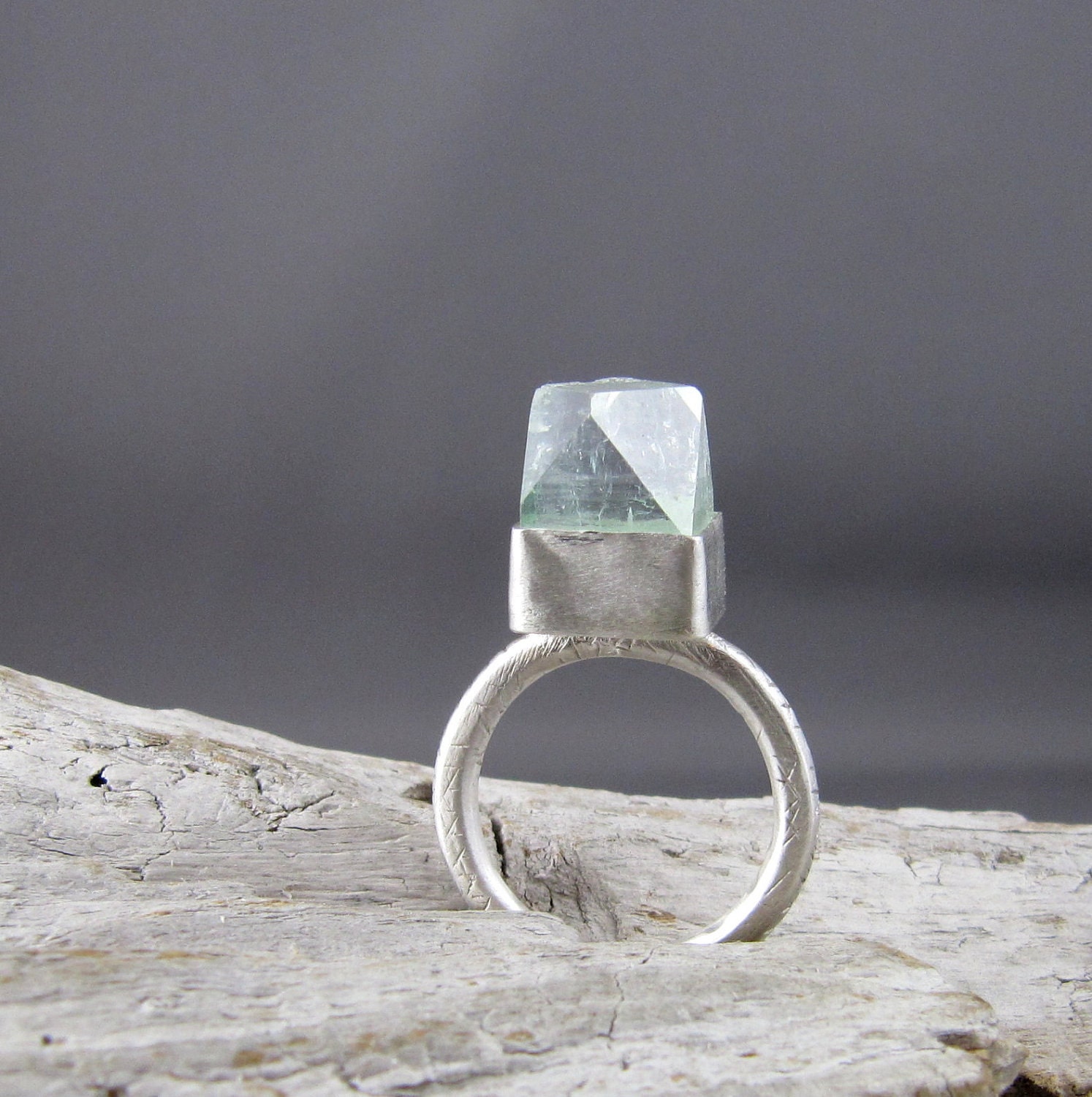 Apophyllite Specimen Fine and Sterling Silver Ring