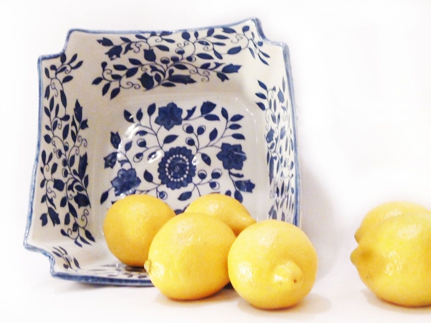Blue and White Oriental Square Bowl