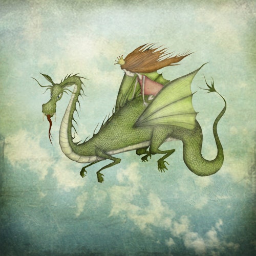 Dragonride - Illustration print (size 4.7" x 4.7")
