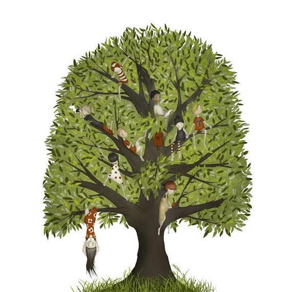 The climbing tree - Illustration print (large size 7.9" x 7.9")