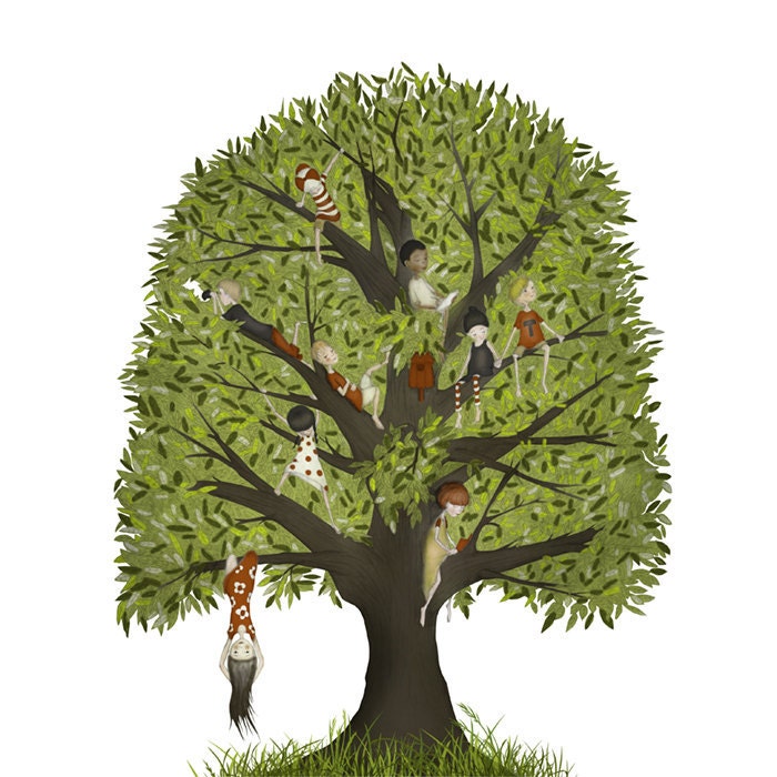The climbing tree - Illustration print (large size 7.9" x 7.9")