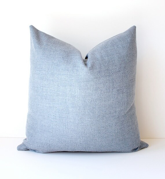 Modern Blue Chambray Decorative Designer Pillow by WhitlockandCo