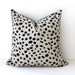 Spotted Black & Tan Decorative Designer Pillow Cover 18" Accent Throw Cushion . polka dots spots white gray barkcloth Animal print