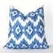 Ikat Modern Decorative Designer Pillow Cover 18 New Blue Navy White blueberry sky diamonds Throw Cushion suzani print quinn modern spa