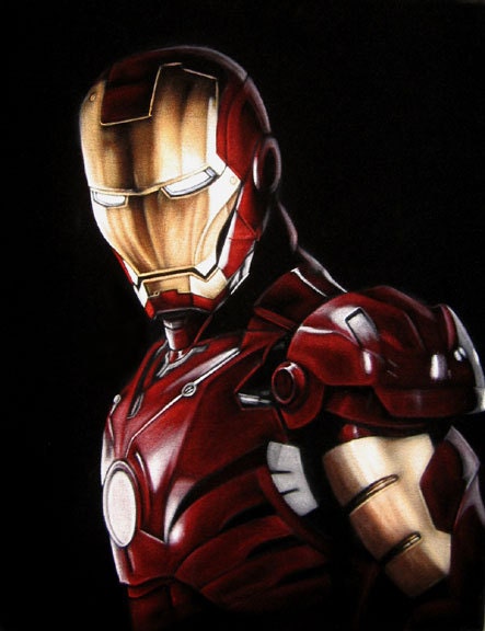 Iron Man Marvel Comic Movie Portrait Black Velvet Painting Pop Art The Avengers