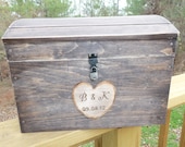 Extra-Large Rustic Barnwood Style Wedding Card Box Treasure Chest