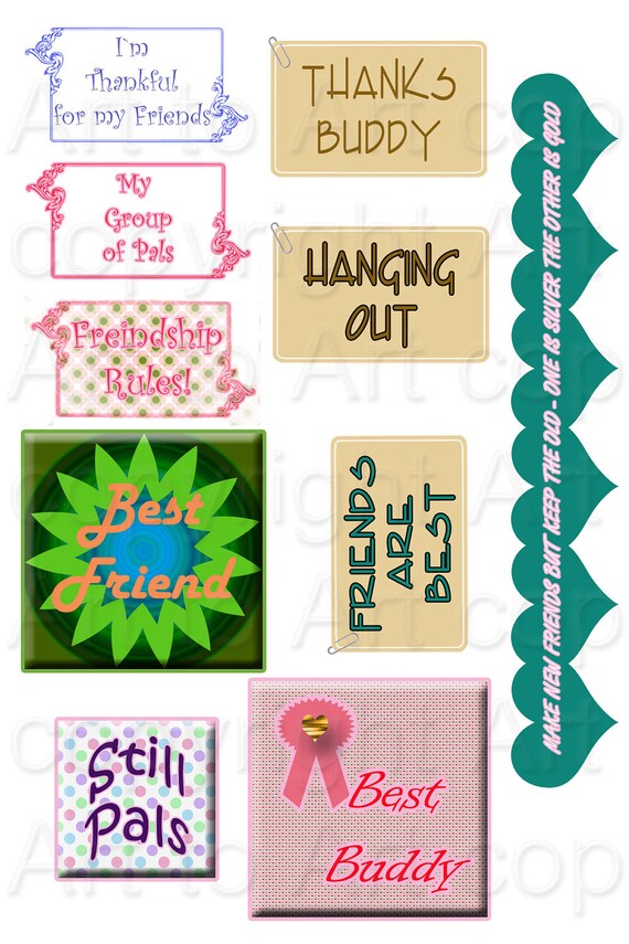 BEST FRIEND SCRAPBOOKING Tags printable Collage of by ArtToArt