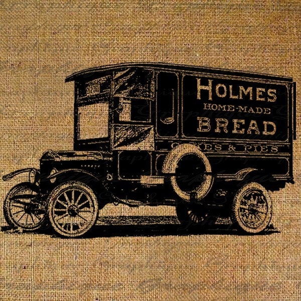 Vintage Bread Delivery Bakery Truck Digital Image by Graphique