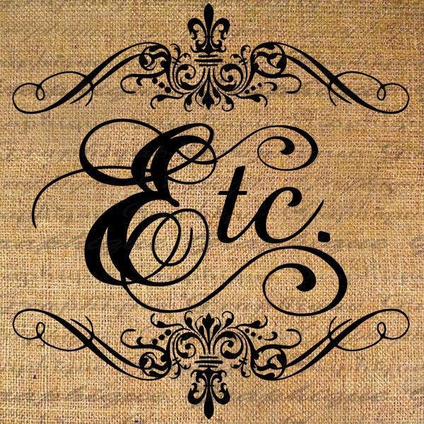 Digital Download Burlap Digital Collage Sheet Etc in Frame Typography Word Iron Fabric Transfer Pillows Totes Tea Towels 2282