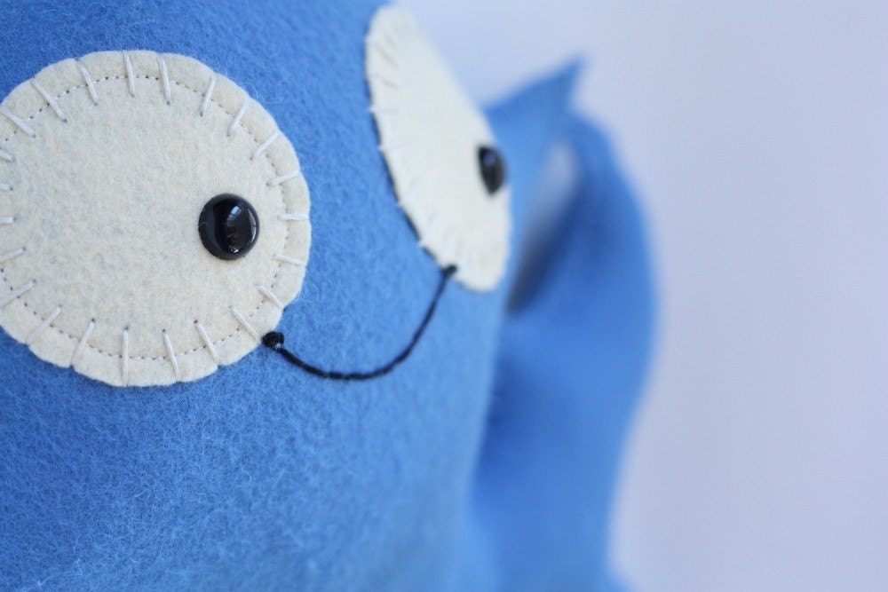 Plush Stuffed Whale Felt Animal , Cute Felt Fish Animal Plushie, Blue Cute Stuffed Animal Toy