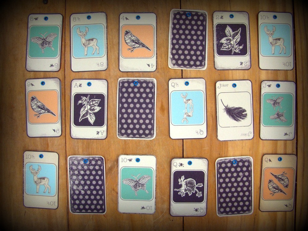 nature "playing card" tags - set of 9