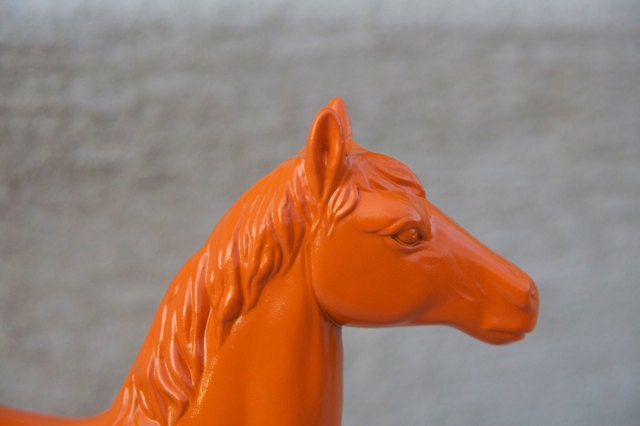 Orange Painted Horse - Funky Home Decor - Kitschy and Fun