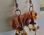 Let's Go Amber Dancing With The Stars Lampwork Glass Earrings.