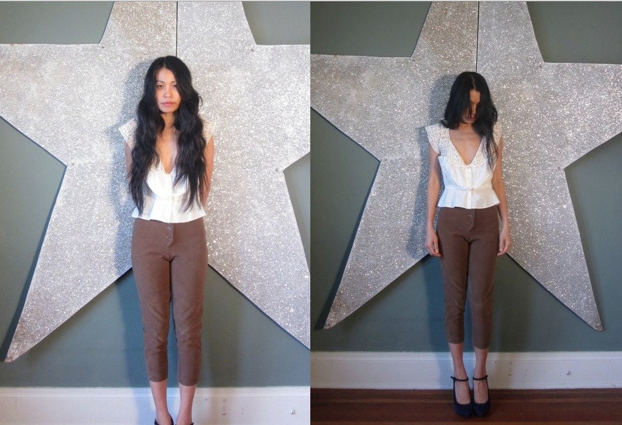 vintage 60's schooling pants stretch suede riding pants womens xxs xs