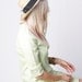 vintage let's picnic straw hat with black bow summer women's made in USA one size fits all