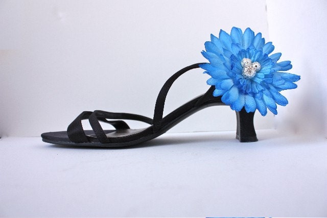 Blue Flower Shoe Clips Large (Azure, Sapphire, Cobalt), Shoe Accessories, Bridesmaid Gifts