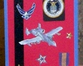 U.S. Air Force Blank Greeting Card - Military, Pilot, Seal, Medal, Airplane, Stars, Patriotic, Blue, Red, White, Black, Gold, All Occasion