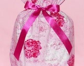 Be My Valentine Medium Fabric Gift Bag - Valentines Day, I Love You, Romantic Romance Hearts Bouquet Roses Flowers Floral Pink White Fuchsia