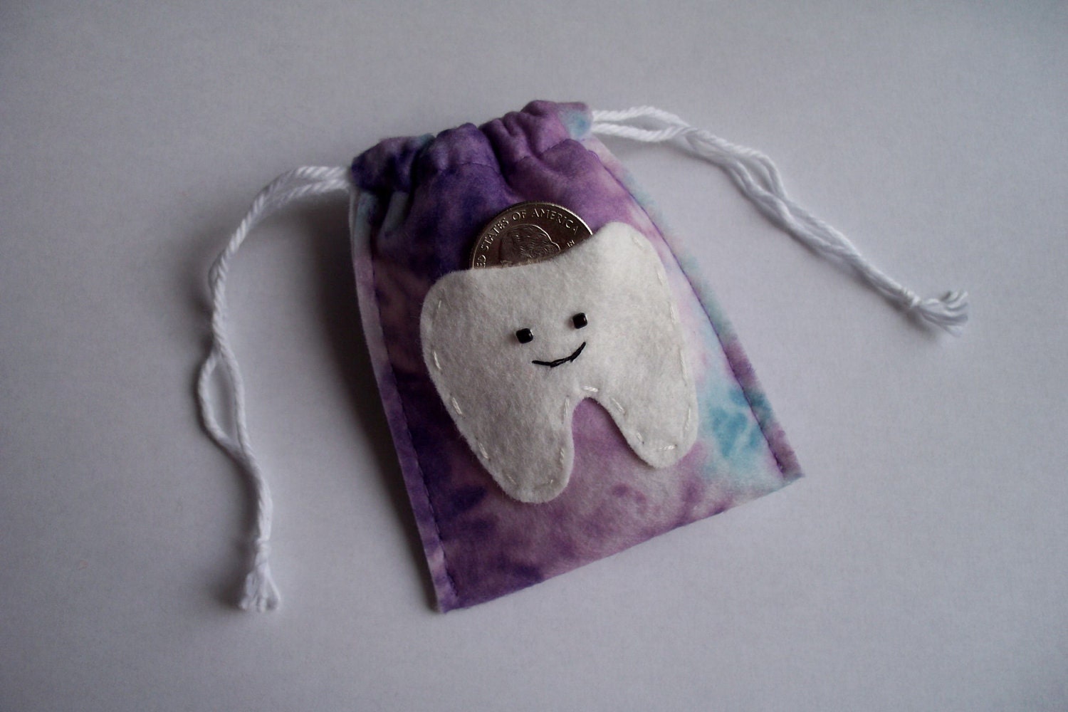 Tie Dye Lavender Purple and Blue Felt Tooth Fairy Bag