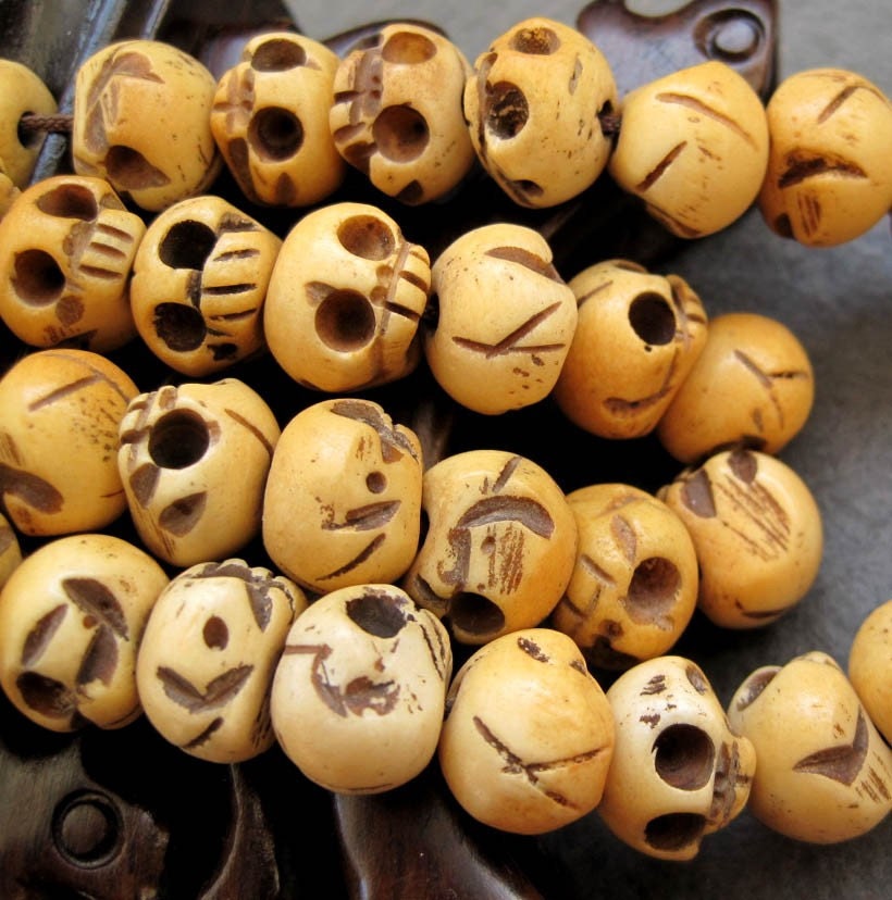 108 Ox Bone Skull Beads Tibetan Buddhist Prayer Mala Necklace ZZ080