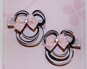 MINNIE MOUSE Set of 2 Pink Dot Bow Disney Inspired Princess Hair Clips