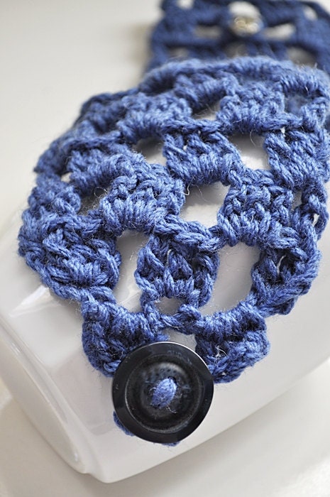 Crochet Coffee Mug Cozy Sleeve Blue