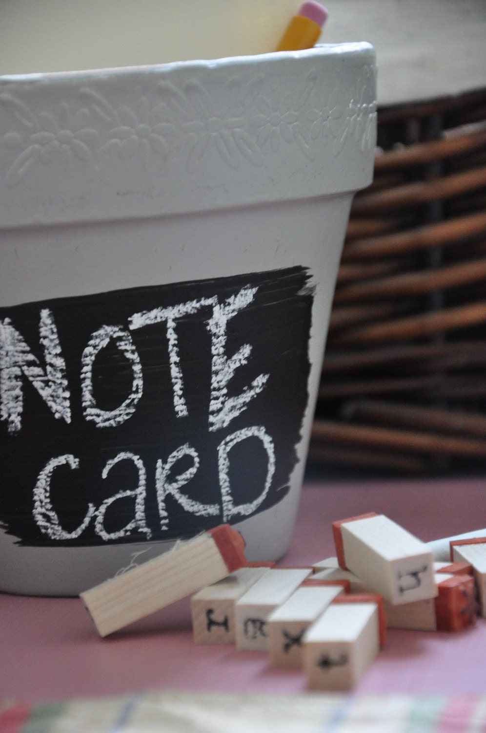 chalkboard clay pot
