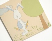 Nursery wall art- Bunny - set of 2 bunny soriginal paintings on canvas for babies and children,kids decor