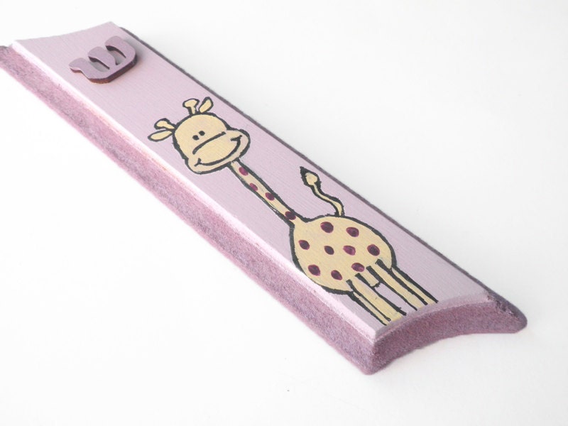 Children Mezuzah case -Purple Giraffe mezuzah for children's room, girls wall art, giraffe wall art, kids wall art