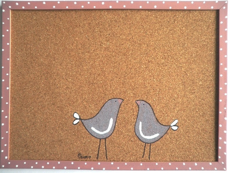 Cork Board Decorative Memo cork board love birds by Shellyka