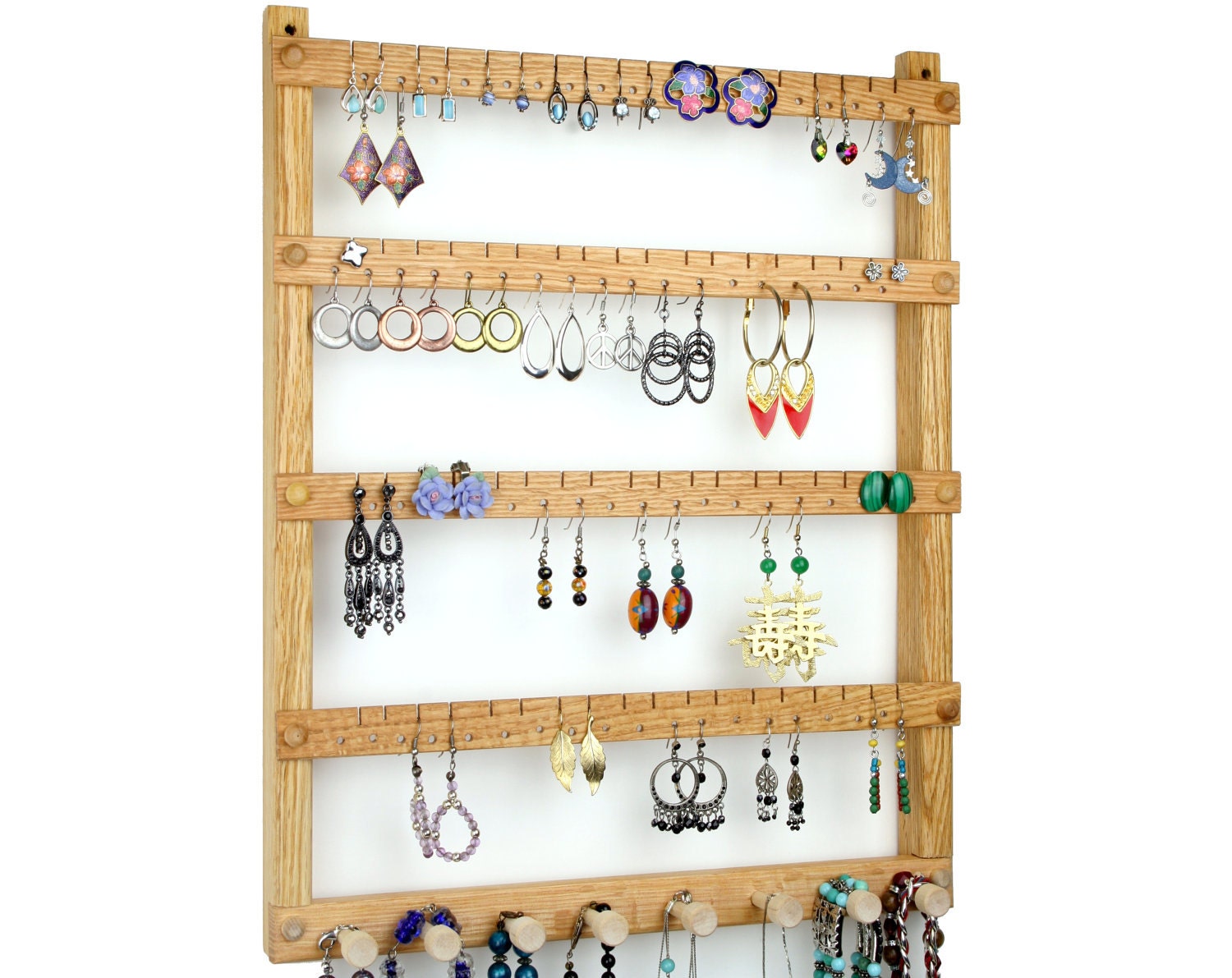 Wooden Wall Mounted Earring Holder