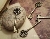 16pcs of Antiqued Bronze 30x9mm Ancient Story Key Charm Pendant Drop J34-Rd