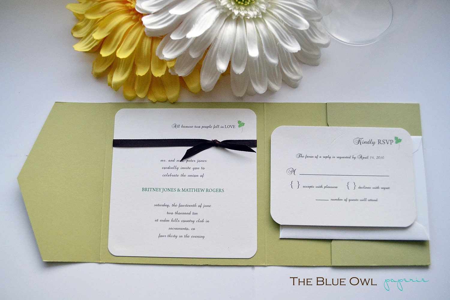 Modern Square Pocketfold Wedding Invitation - Monica Style - Please purchase deposit listing to get started