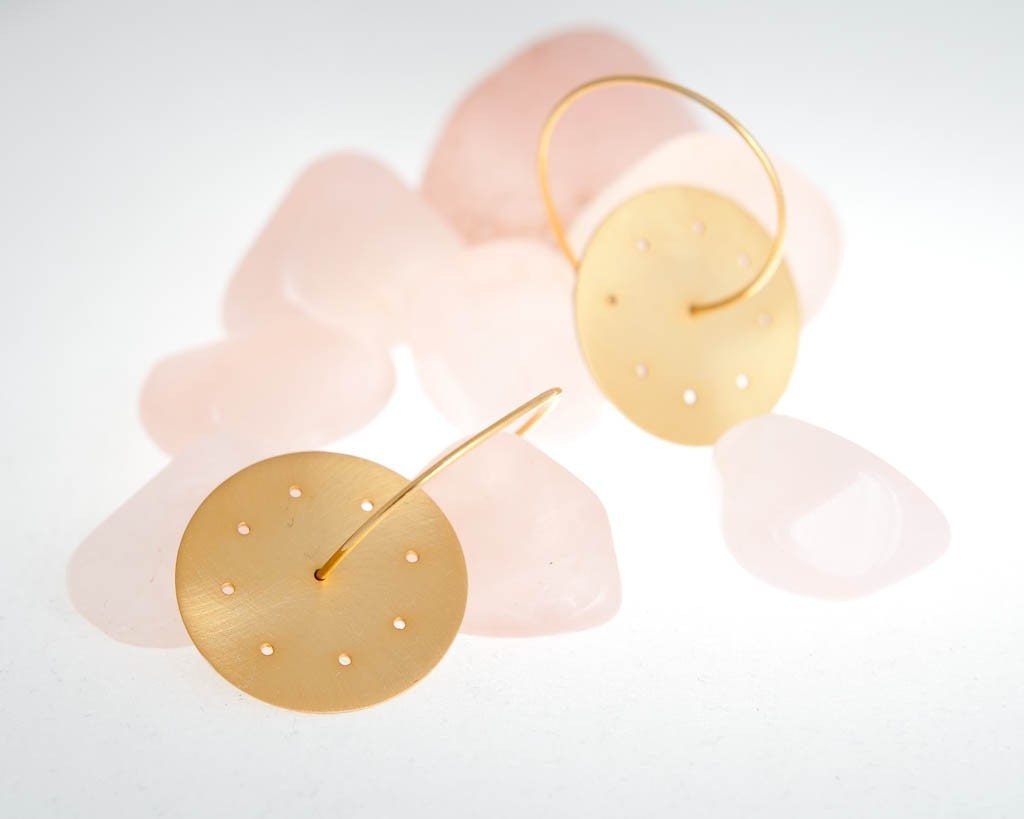 Wheel of Change Earrings Precious Gold Plated Sterling Silver Hoops Romantic Chic feminine Gift For Her Everyday Fashion