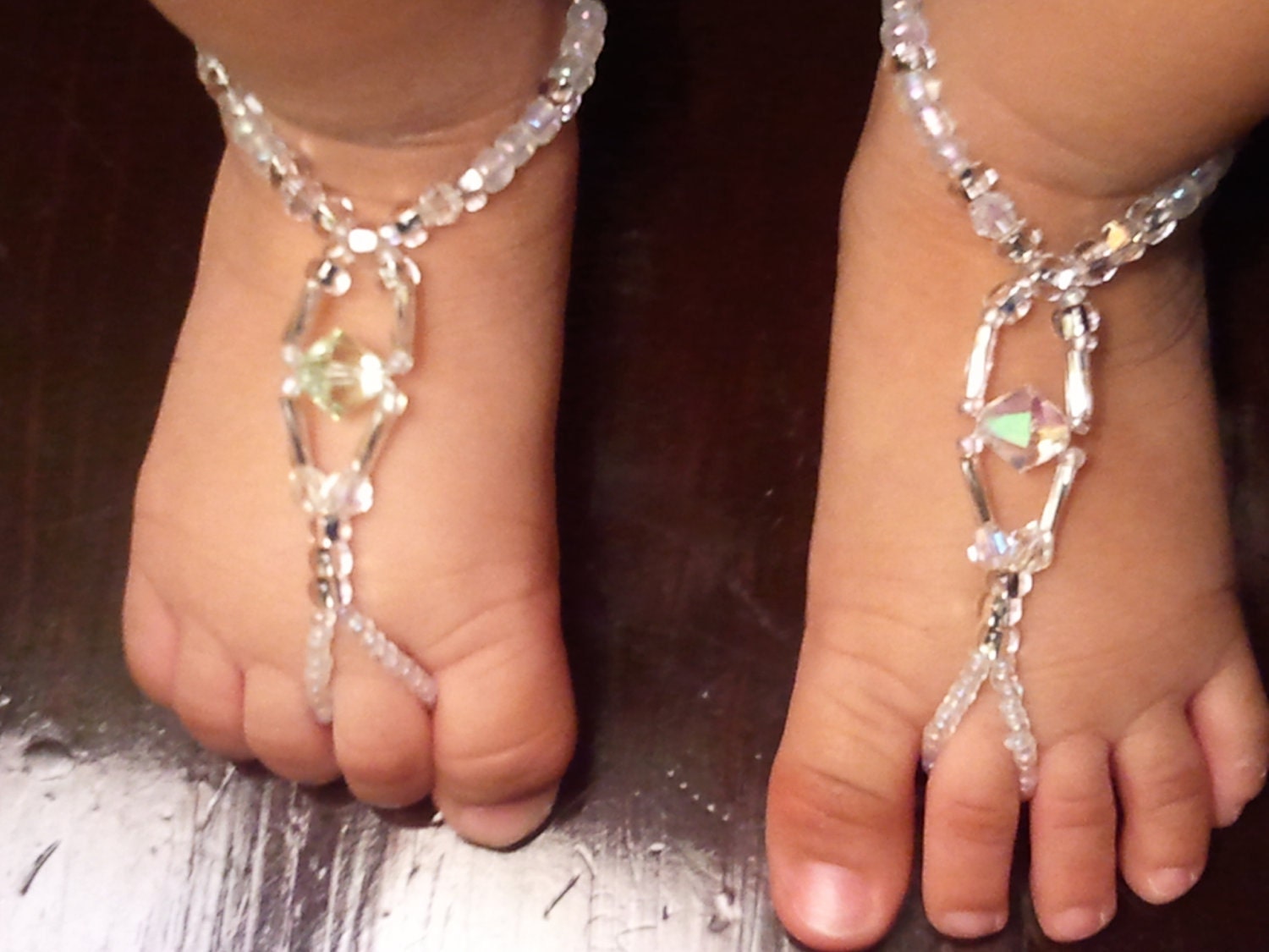 Swarovski Baby Barefoot Sandals Happi Feet Handmade Pair Please EMAIL ...