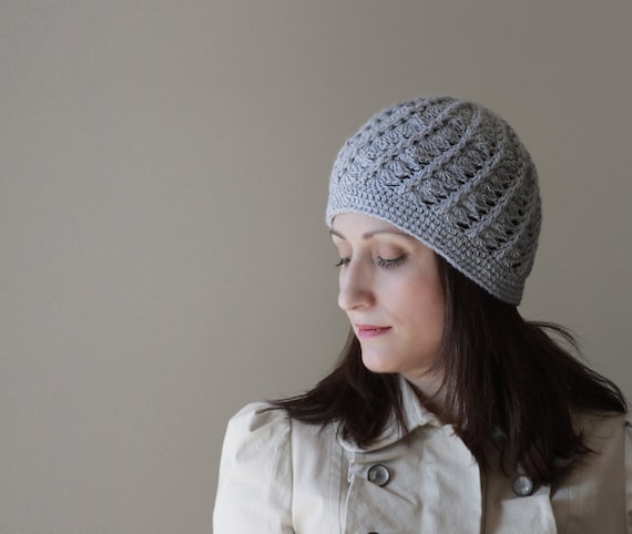 Grey Winter Crochet Hat for Women (Adult Beanie Super Soft lightweight)