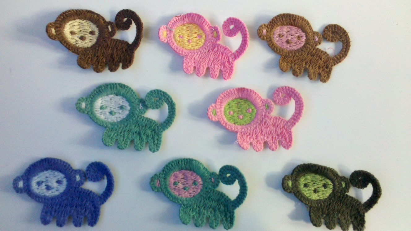 End of Year Sale 8 Crochet Monkey Appliques 8 Colors