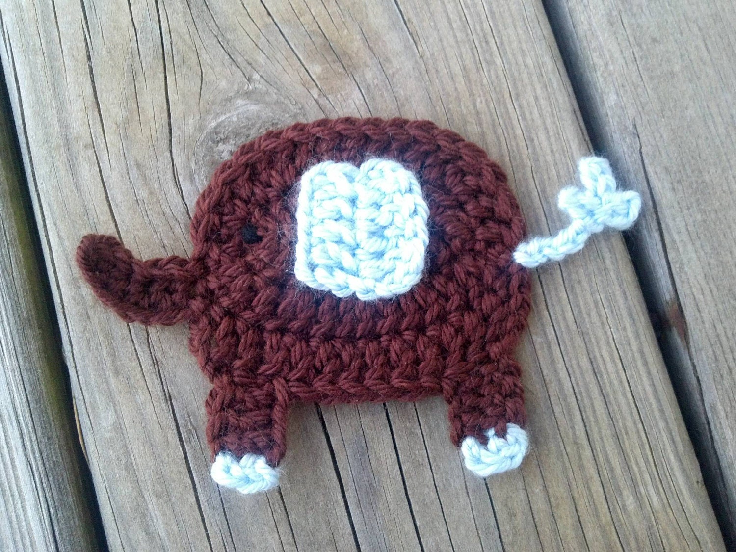 Crochet Elephant Applique Handmade for scrapbooking/ flat back/ trim/ embellish