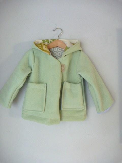 children clothing, reindeer coat in sorbet green wool size 2