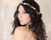 Tiny Rustic Flower Crown, woodland wedding, bridal accessories, wedding hair, tiara, white,flower halo- JANELLE -