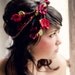Flower Crown, Cascade Red Millinery Flowers, Wedding Tiara, Bridal Hair Wreath, head wreath, fairy, woodland