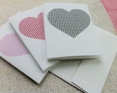 6 pretty houndstooth Heart Notecards