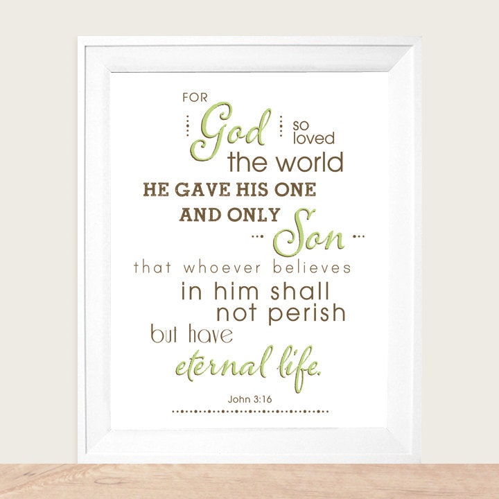 John 3:16 God So Love the Earth Art Print 8x10