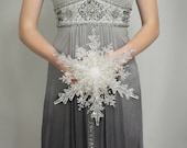 Wedding Flowers - Crystal Snowflake Bridal Bouquet - Winter or Christmas Wedding Bouquets - Fabulous Brooch Bouquet Alternative