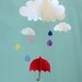 Rain Baby Mobile, Umbrella Baby Mobile, Raindrops Hanging Baby Mobile, 3D Paper Mobile, Nursery Mobile