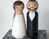 Custom Wedding Cake Toppers - Hand Painted Wood Peg Cake Toppers