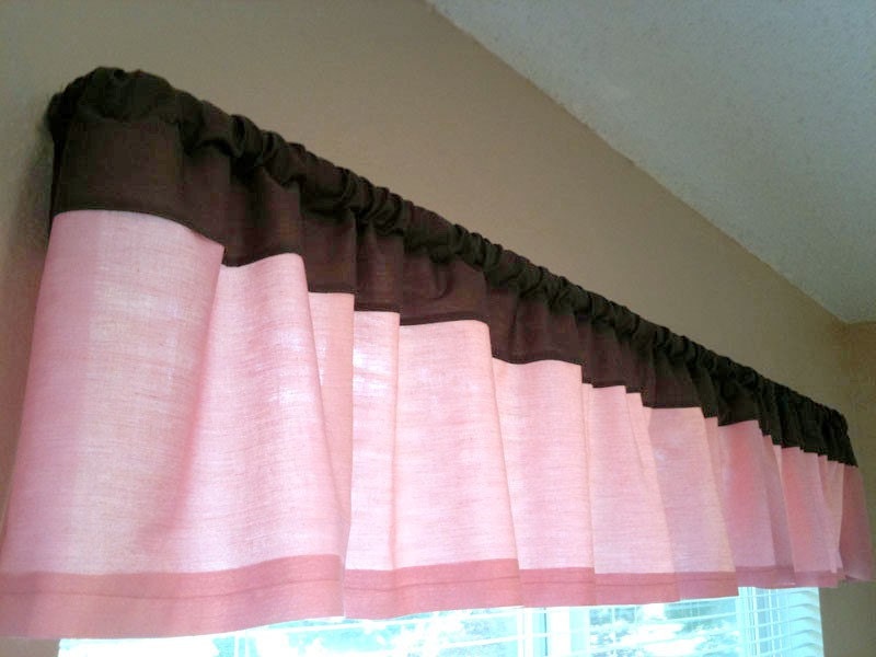 Baby girl pink and brown nursery curtain valance